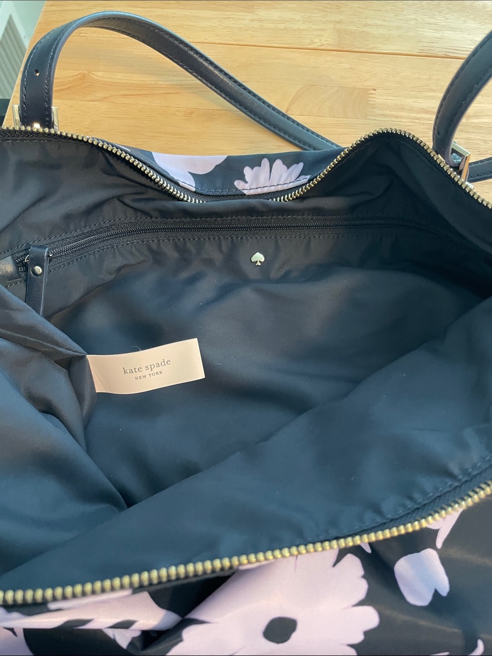 kate spade Black and Light Purple Floral Tote - Picture 7 of 8